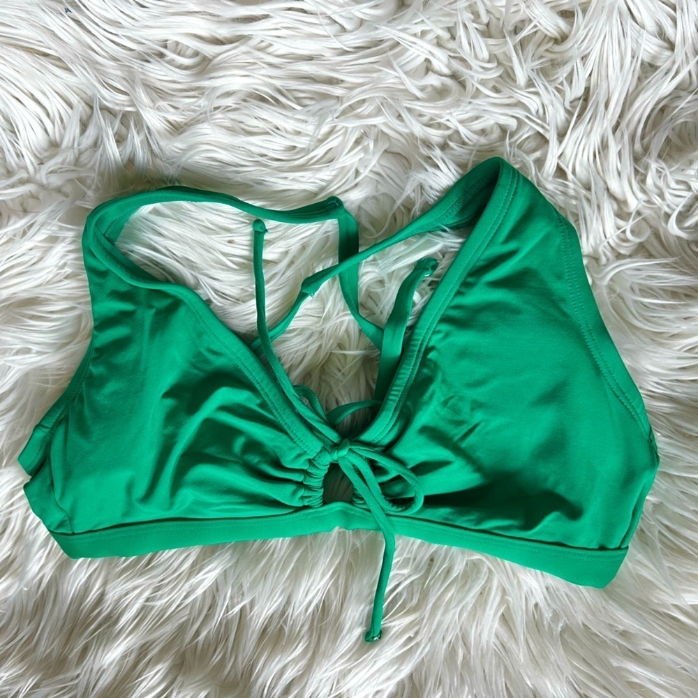 Kona Sol Green Bikini Top M | Triangle Swim Top Adjustable Tie Back | Recycled